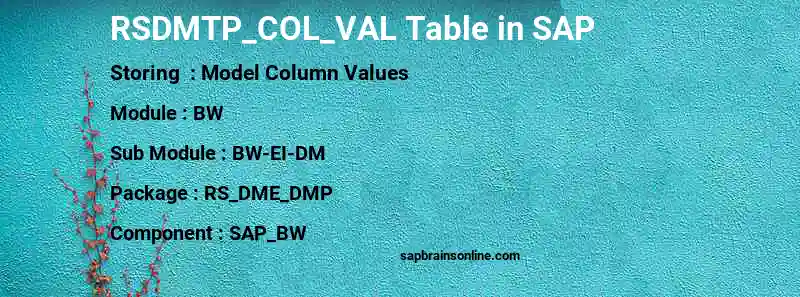 SAP RSDMTP_COL_VAL table
