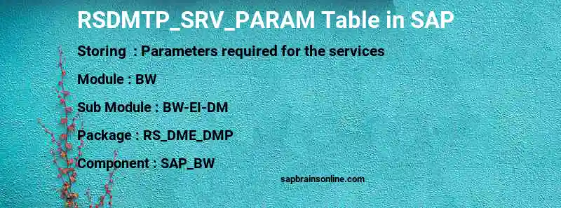 SAP RSDMTP_SRV_PARAM table