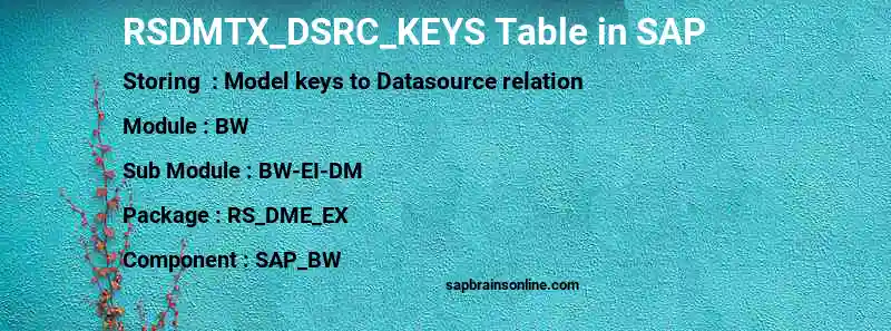 SAP RSDMTX_DSRC_KEYS table