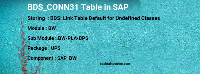 SAP BDS_CONN31 table