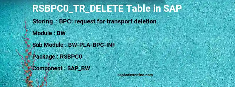 SAP RSBPC0_TR_DELETE table