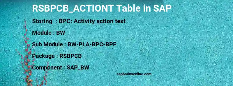 SAP RSBPCB_ACTIONT table