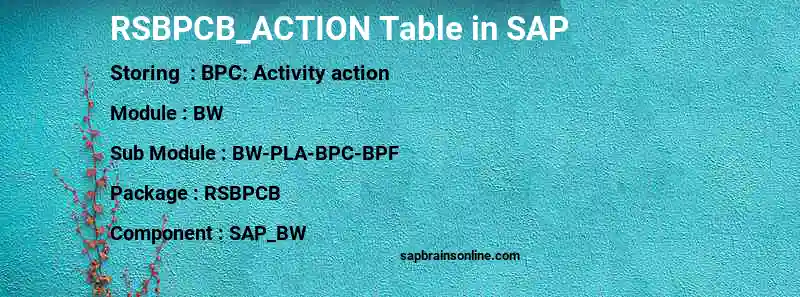 SAP RSBPCB_ACTION table