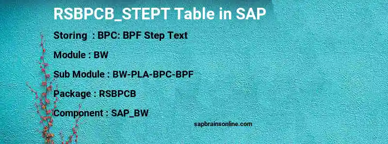SAP RSBPCB_STEPT table