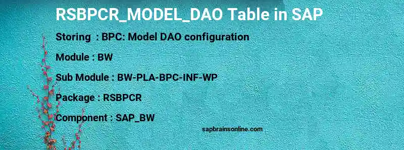 SAP RSBPCR_MODEL_DAO table