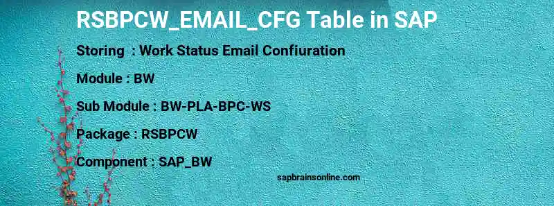 SAP RSBPCW_EMAIL_CFG table