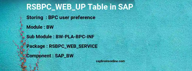 SAP RSBPC_WEB_UP table