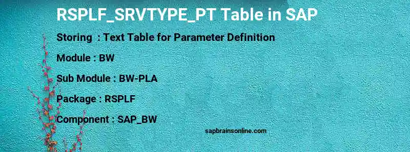 SAP RSPLF_SRVTYPE_PT table