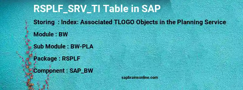 SAP RSPLF_SRV_TI table