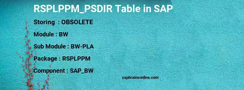 SAP RSPLPPM_PSDIR table
