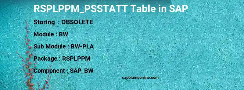 SAP RSPLPPM_PSSTATT table