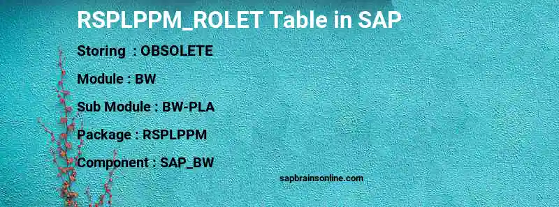 SAP RSPLPPM_ROLET table