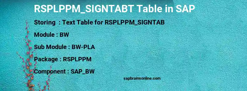 SAP RSPLPPM_SIGNTABT table