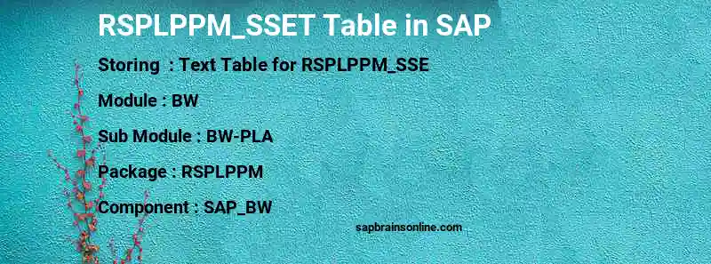 SAP RSPLPPM_SSET table