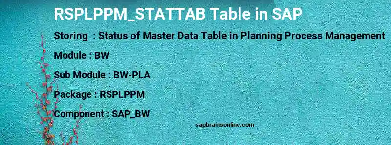 SAP RSPLPPM_STATTAB table
