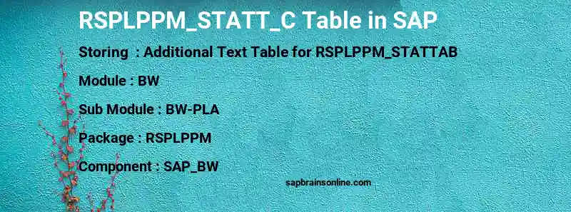 SAP RSPLPPM_STATT_C table