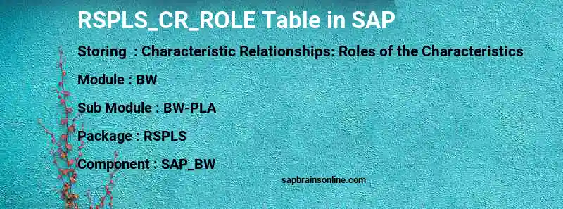 SAP RSPLS_CR_ROLE table