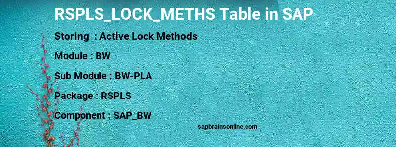 SAP RSPLS_LOCK_METHS table