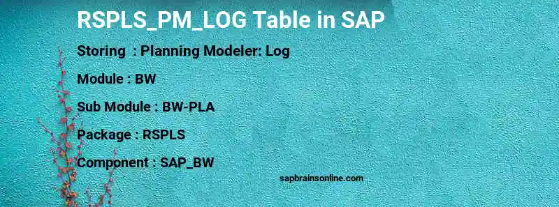 SAP RSPLS_PM_LOG table