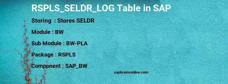SAP RSPLS_SELDR_LOG table