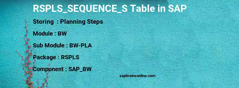 SAP RSPLS_SEQUENCE_S table