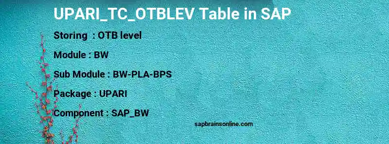 SAP UPARI_TC_OTBLEV table