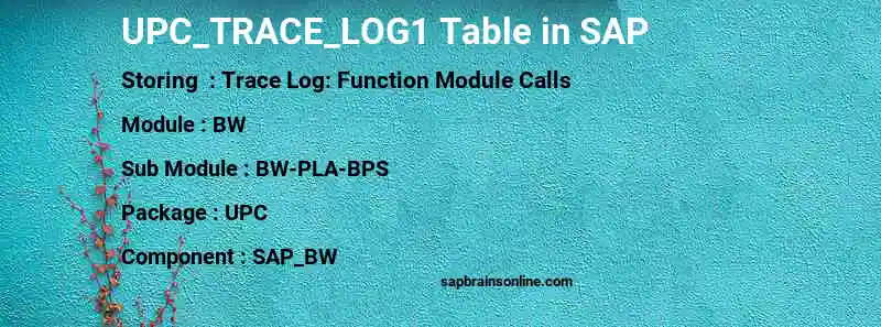 SAP UPC_TRACE_LOG1 table