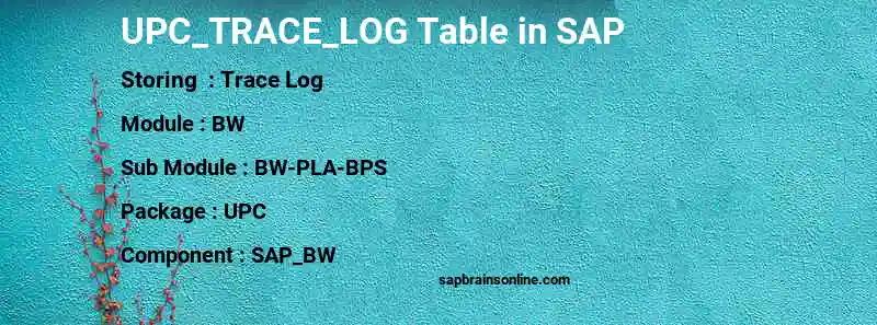 SAP UPC_TRACE_LOG table