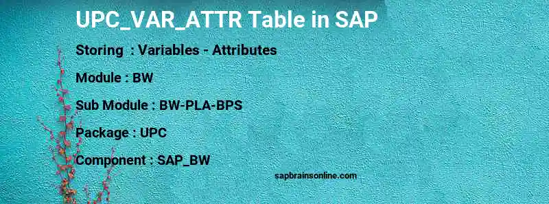 SAP UPC_VAR_ATTR table