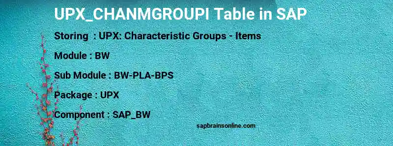 SAP UPX_CHANMGROUPI table
