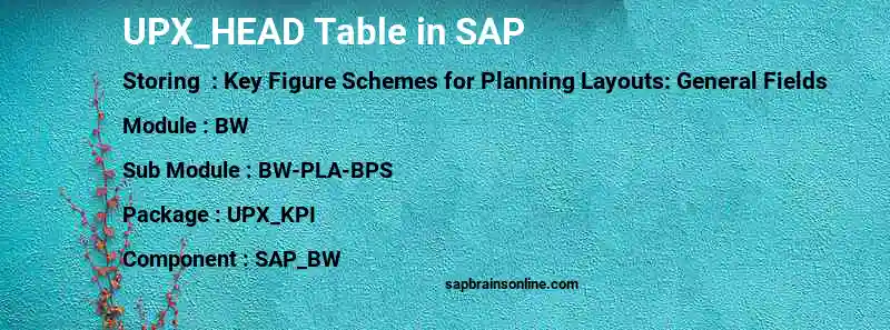 SAP UPX_HEAD table
