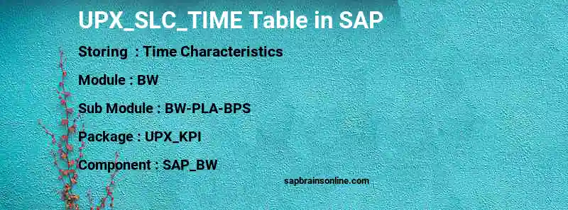 SAP UPX_SLC_TIME table