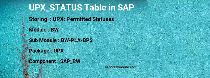 SAP UPX_STATUS table
