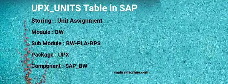 SAP UPX_UNITS table