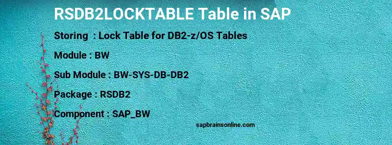 SAP RSDB2LOCKTABLE table
