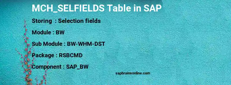 SAP MCH_SELFIELDS table