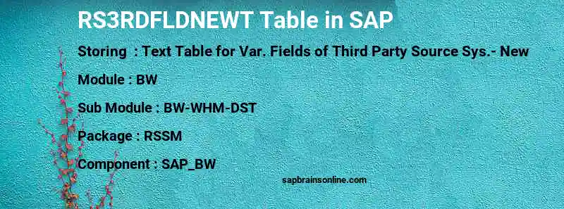 SAP RS3RDFLDNEWT table