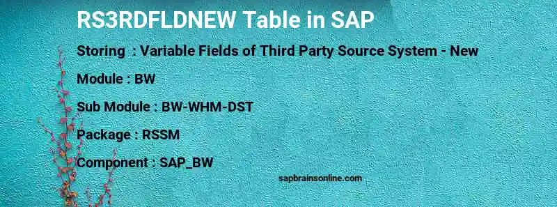 SAP RS3RDFLDNEW table