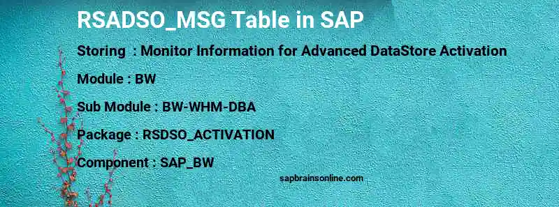 SAP RSADSO_MSG table