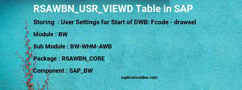 SAP RSAWBN_USR_VIEWD table