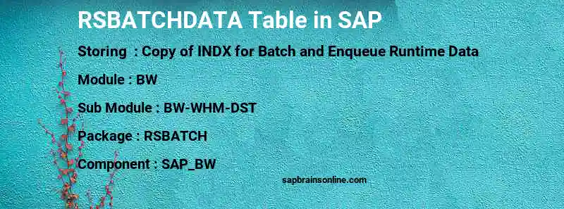 SAP RSBATCHDATA table