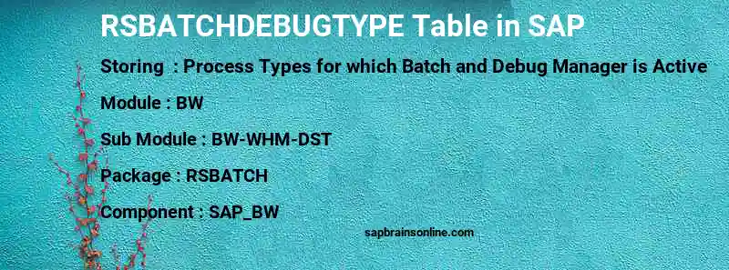 SAP RSBATCHDEBUGTYPE table