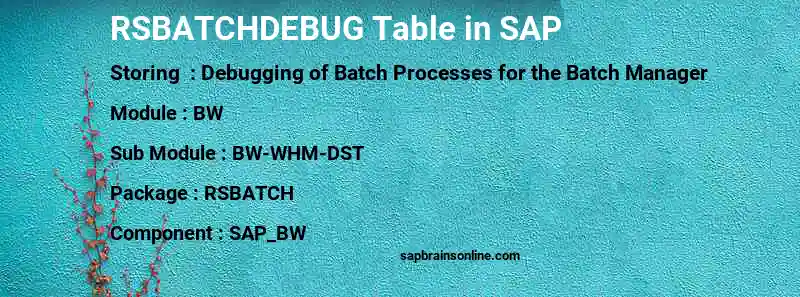 SAP RSBATCHDEBUG table