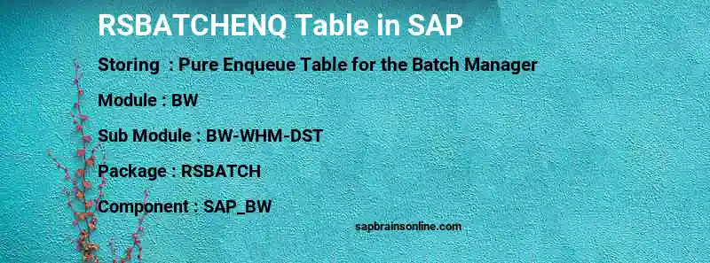 SAP RSBATCHENQ table