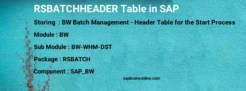 SAP RSBATCHHEADER table