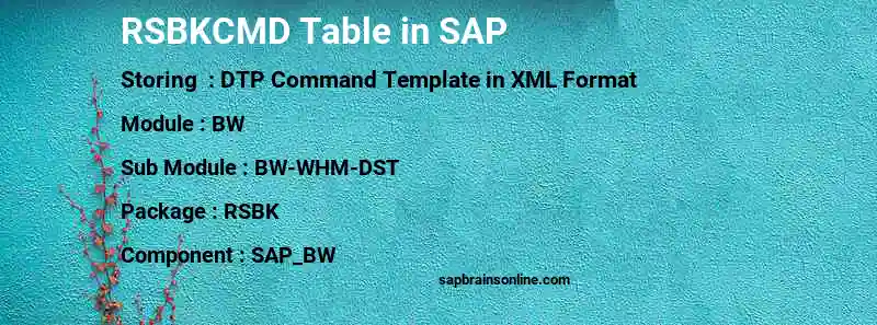 SAP RSBKCMD table