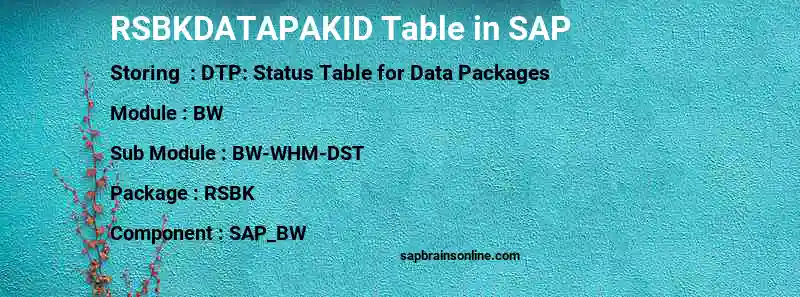 SAP RSBKDATAPAKID table