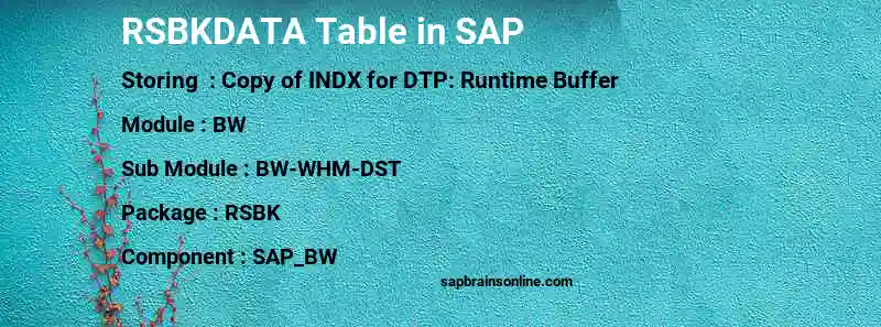 SAP RSBKDATA table