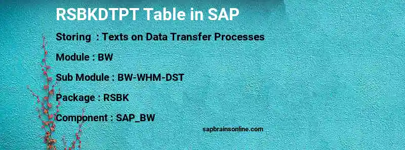 SAP RSBKDTPT table