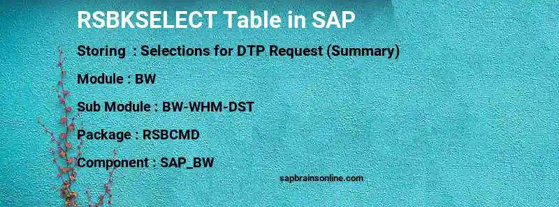 SAP RSBKSELECT table